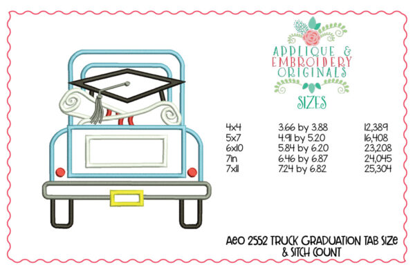 2552 Truck Graduation Applique Design - Image 3