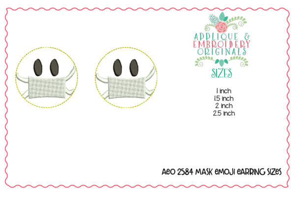 2584 Mask Emoji Earrings In-The-Hoop Design - Image 2