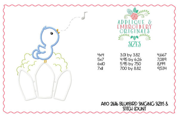 2616 Bluebird Singing Applique Design - Image 5