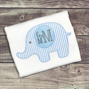 2624 Elephant Monogram Vintage Frame Applique Design