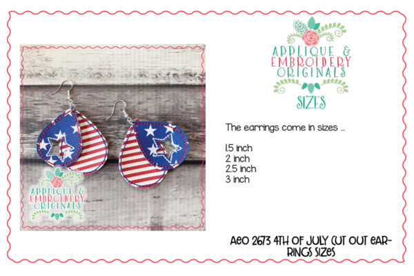 2673 4th of July Star Cutout Earrings In-The-Hoop Design - Image 3