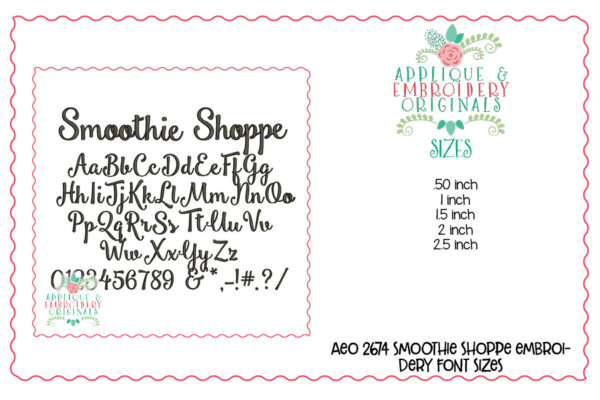 2784 Smoothie Shoppe Embroidery Font - Image 3