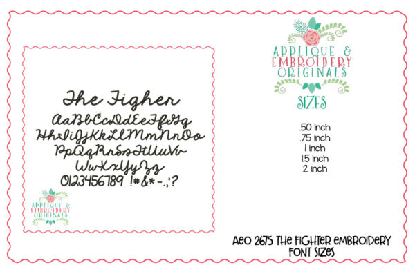 2675 The Fighter Embroidery Font - Image 3
