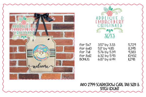 2799 Scarecrow Girl Interchangeable Tab Design - Image 2