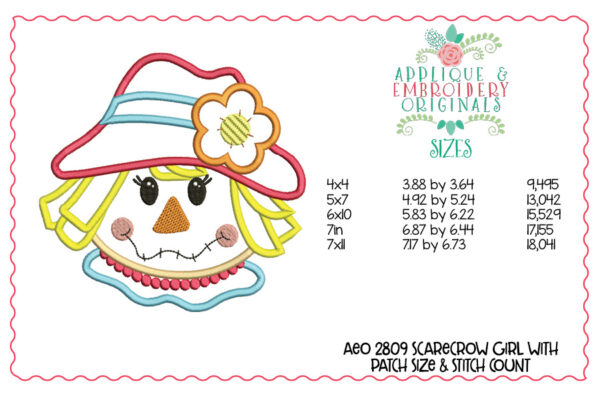 2809 Scarecrow Girl Applique Design - Image 2