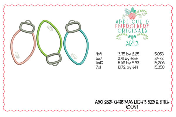 2824 Christmas Light Trio Applique Design - Image 2