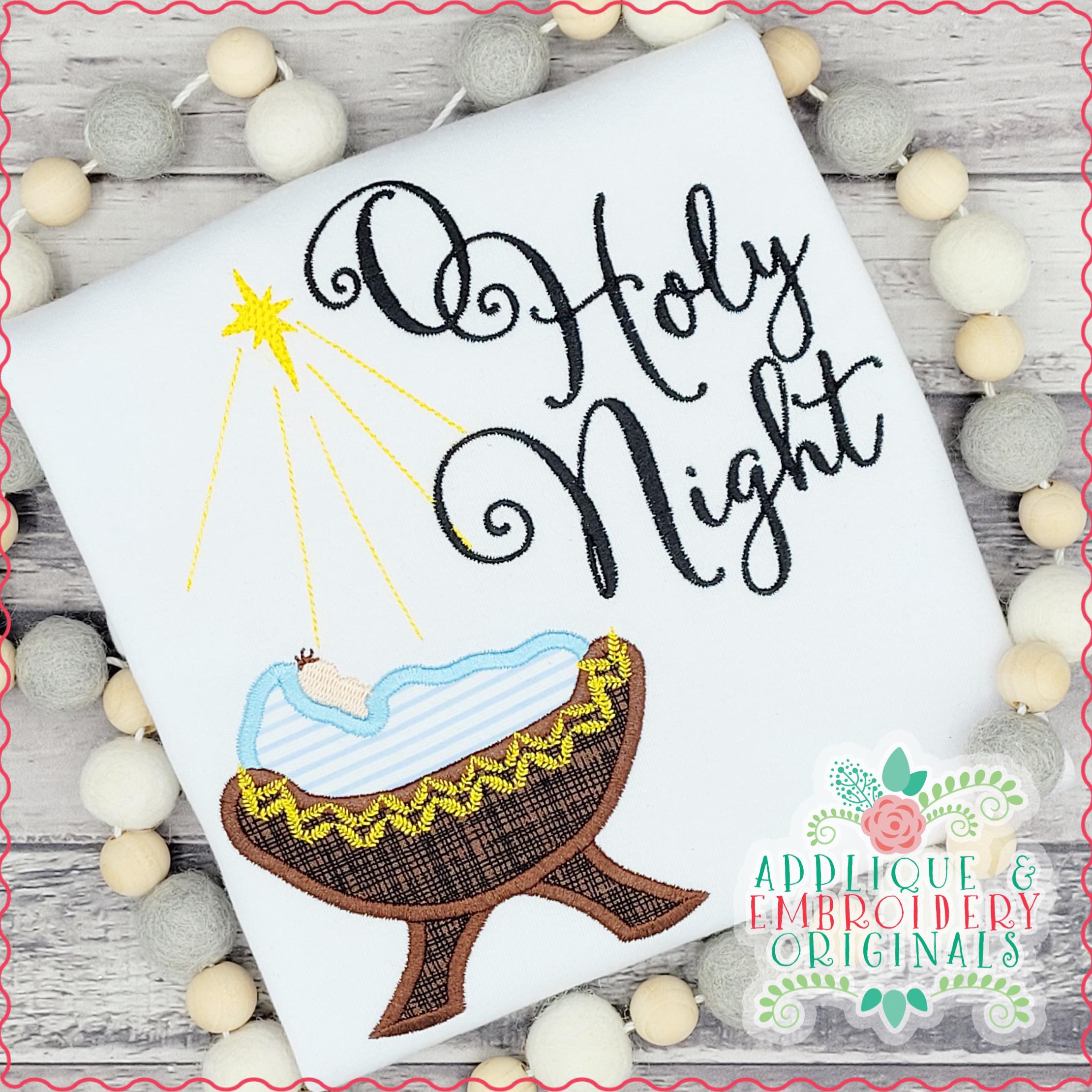 Large Oh Holy Night Digital Embroidery