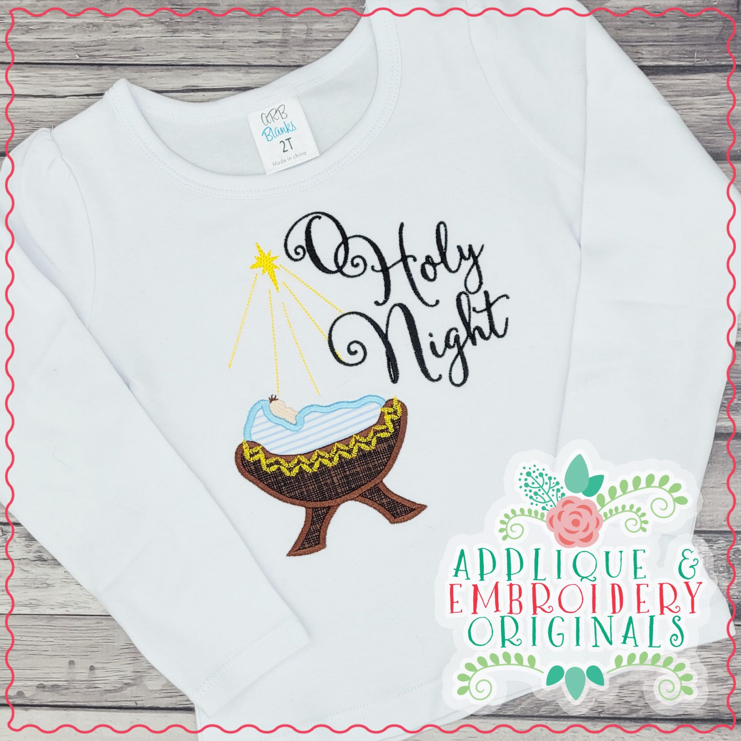 Large Oh Holy Night Digital Embroidery