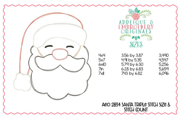 2835 Santa Triple Stitch Applique Design - Image 3