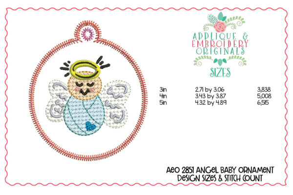 2851 Christmas Angel Ornament In-The-Hoop Designs - Image 3