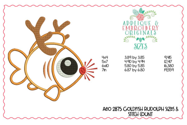 2875 Goldfish Reindeer Applique Design - Image 2