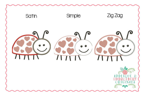 2890 Ladybug Hearts All-In-One Applique Design - Image 2
