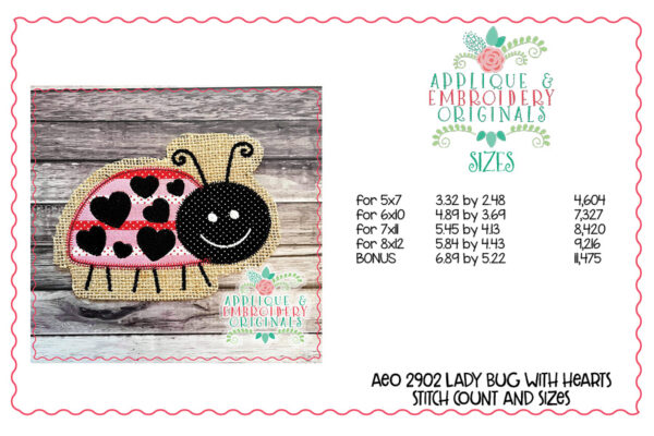 2902 Ladybug with Hearts Welcome Interchangeable Tab Design - Image 5