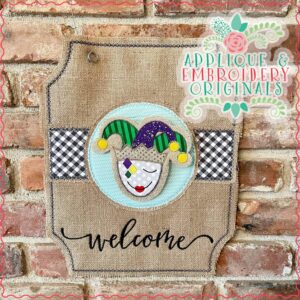 2925 Mardi Gras Jester Mask Welcome Interchangeable Tab Design