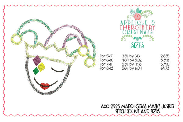 2925 Mardi Gras Jester Mask Welcome Interchangeable Tab Design - Image 5