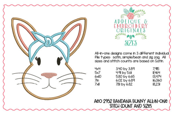 2952 Bandana Bunny All-In-One Applique Design - Image 4