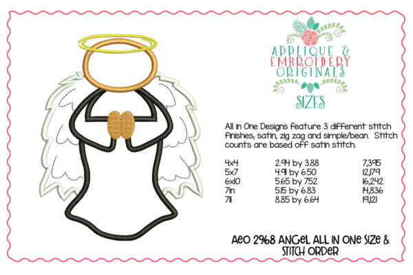 2968 Angel All-In-One Applique Design - Image 2