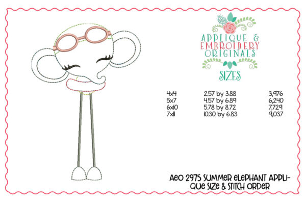 2980 Summer Animals Long Leg Applique Design Set - Image 11