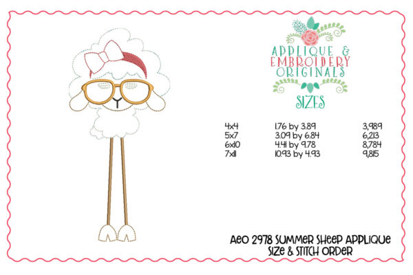2980 Summer Animals Long Leg Applique Design Set - Image 5