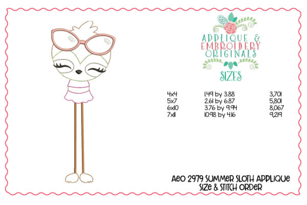 2980 Summer Animals Long Leg Applique Design Set - Image 3