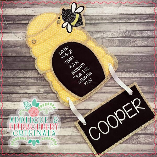 2987 Bee Hive Birth Announcement Door Hanger - Image 2