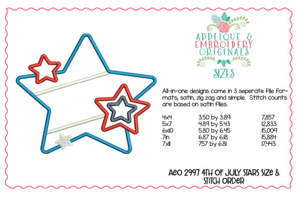 2997 4th of July Stars All-In-One Applique Design - Image 2