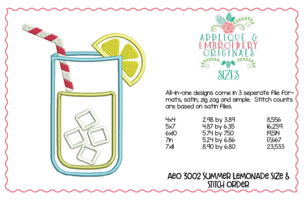 3002 Summer Lemonade All-In-One Applique Design - Image 3