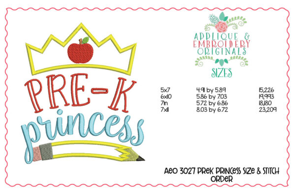 3028 Princess Crown Pencil Applique Design Set - Image 2