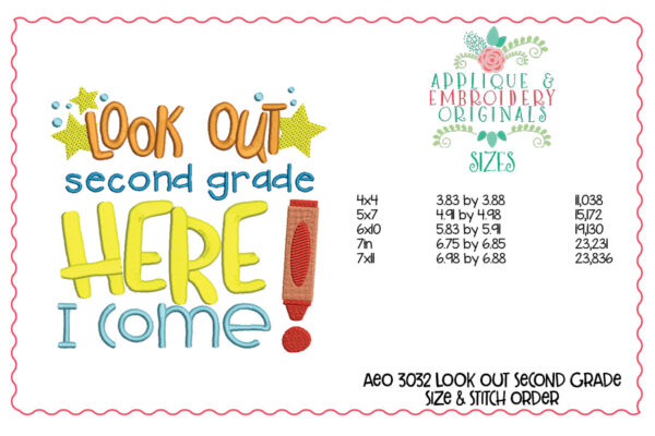 3034 Look Out School Applique Design Set - Image 3