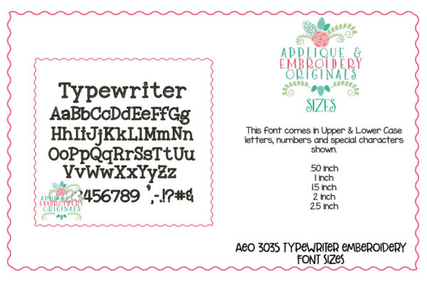 3035 Typewriter Embroidery Font - Image 3