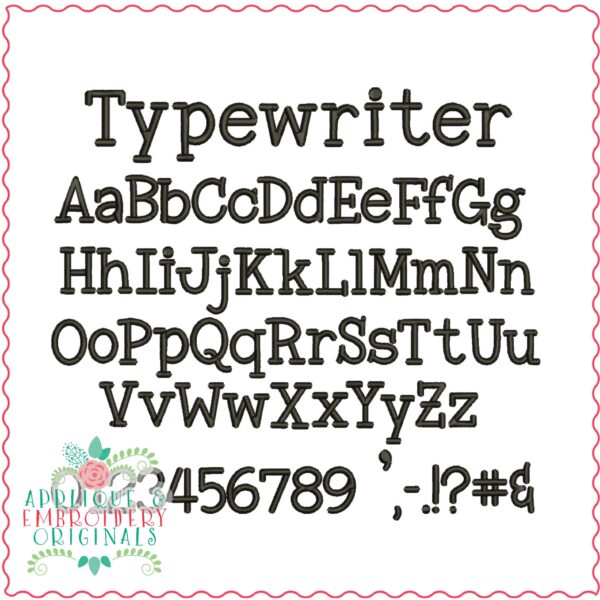 3035 Typewriter Embroidery Font - Image 2