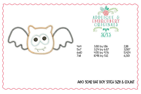 3042 Bat Boy Applique Design - Image 2