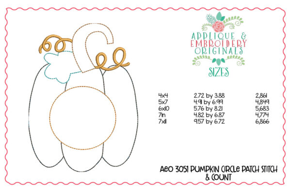 3051 Pumpkin Circle Patch Applique Design - Image 3