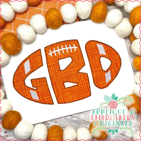 3077 Football with Optional Bow Applique Font - Image 3