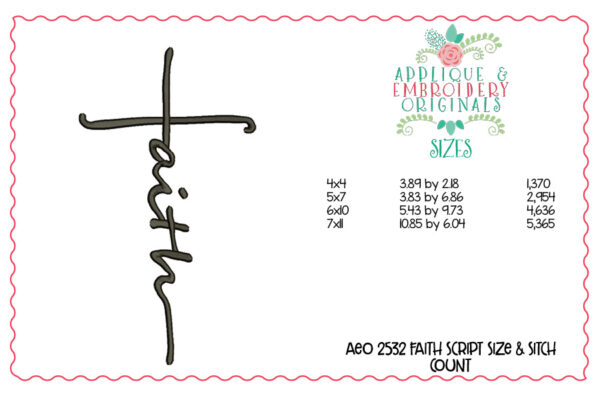 2532 Faith Script Embroidery Design - Image 3
