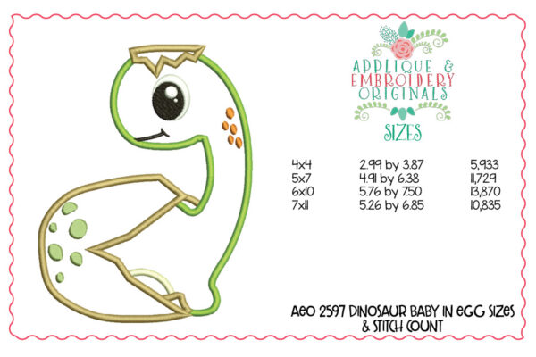 2597 Dinosaur Baby Applique Design - Image 2