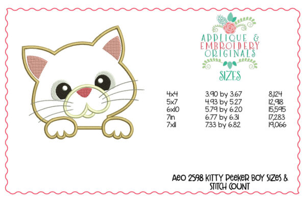 2598 Kitty Peeker Boy Applique Design - Image 2