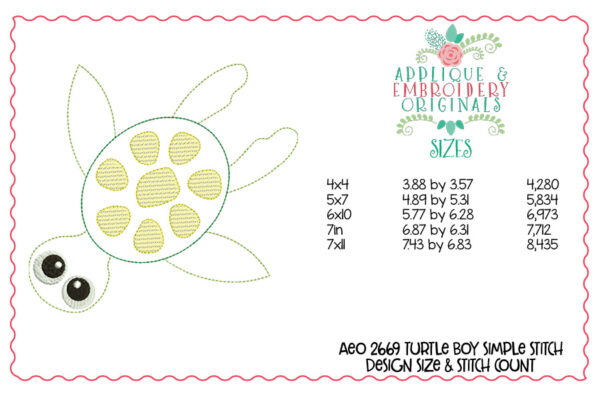 2669 Turtle Boy Applique Design - Image 3