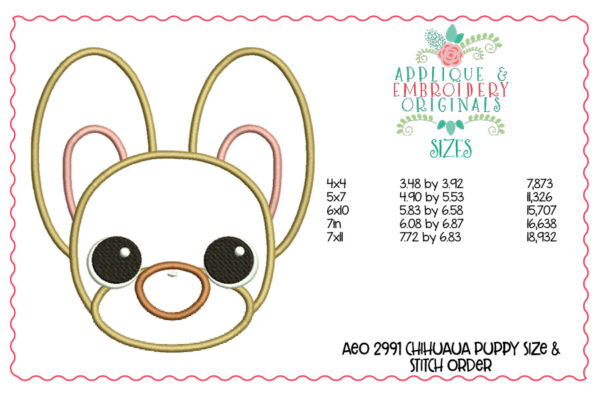 2991 Chihuahua Puppy Applique Design - Image 2