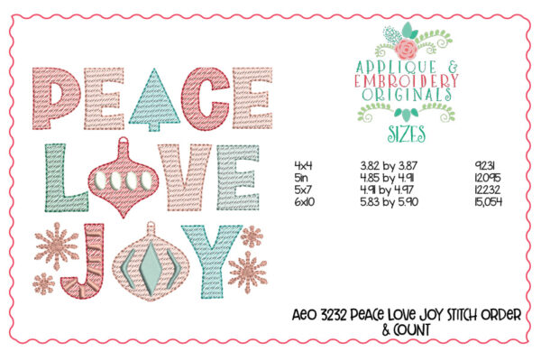 3232 Peace Love Joy Sketch Design - Image 2
