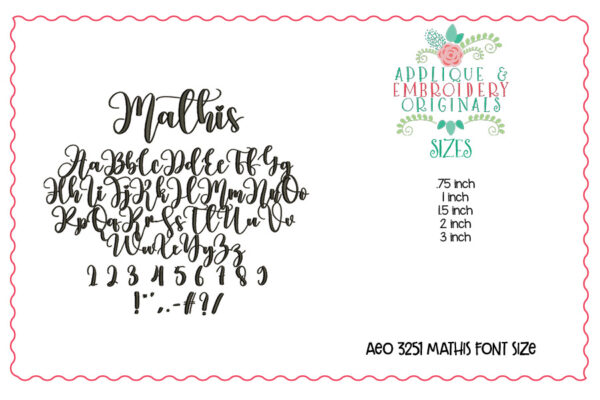 3251 Mathis Embroidery Font - Image 3