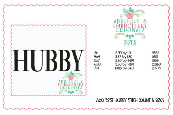 3257 Hubby Embroidery Design - Image 3