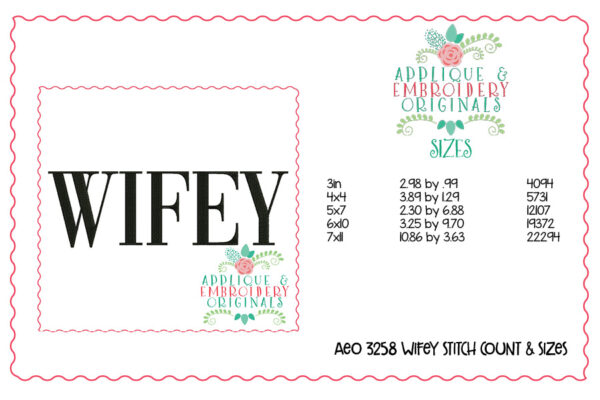 3258 Wifey Embroidery Design - Image 3