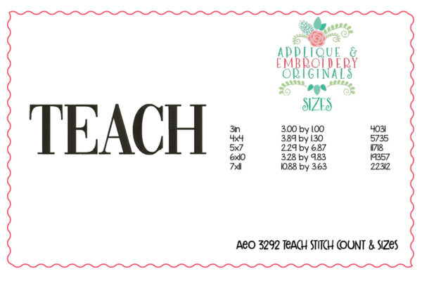 3292 Teach Embroidery Design - Image 2