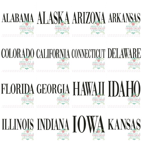 3353 50 States Embroidery Design Set
