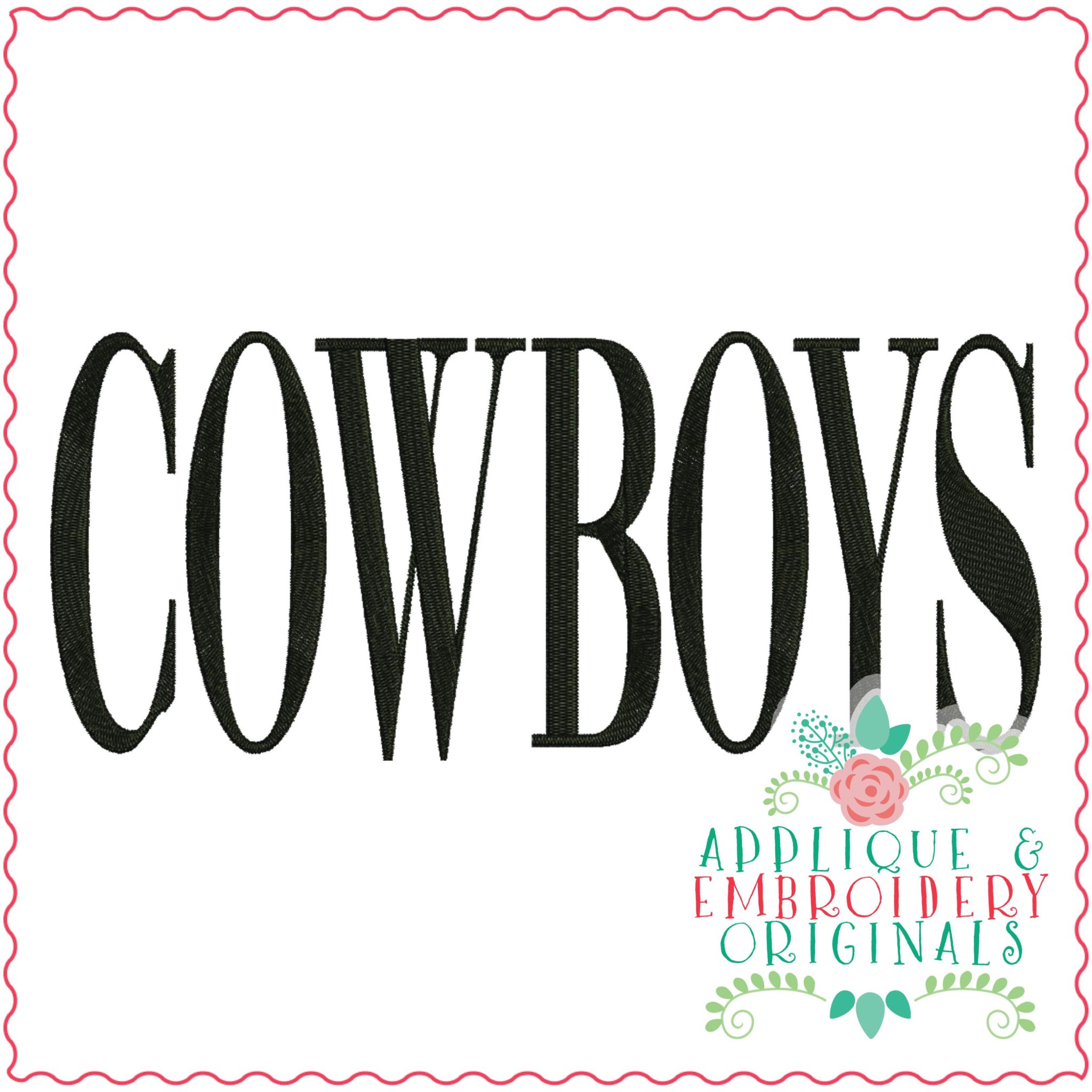 3407 Cowboys Embroidery Design - Applique & Embroidery Originals