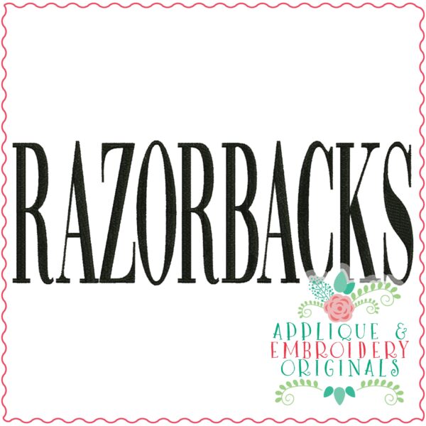 3411 Razorbacks Embroidery Design