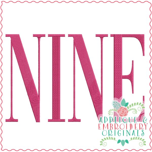 3563 NINE Embroidery Design