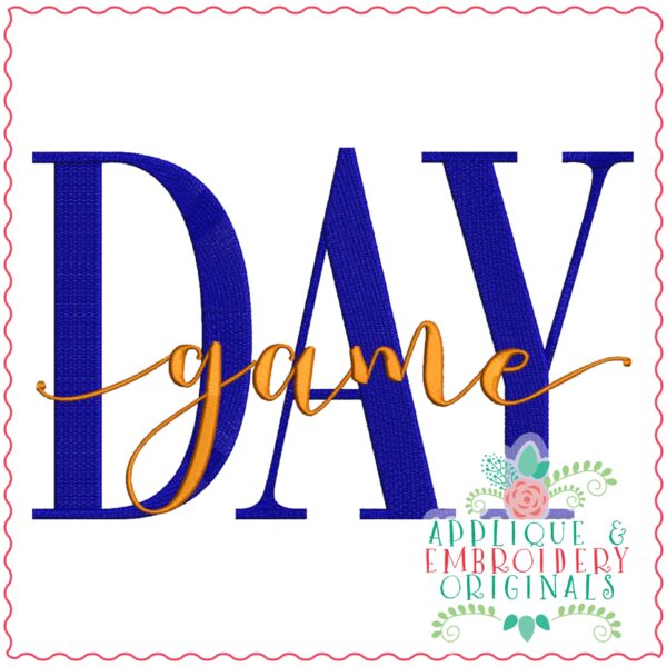 3779 GAME Day Word Art Embroidery Design