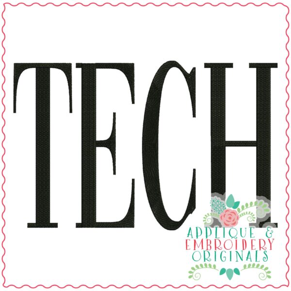 3811 TECH Word Art Embroidery Design